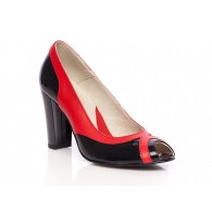 Pantofi dama piele P12 rosu/negru - orice culoare