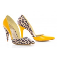 Pantofi Dama Stiletto M1 Piele Galben Animal Print -  orice culoare