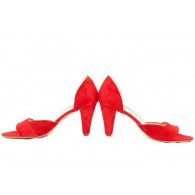 Pantofi dama piele naturala decupat rosu  - disponibili pe orice culoare