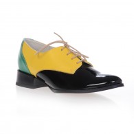 Pantofi Oxford Combi piele naturala, disponibili pe orice culoare - verde/galben/negru