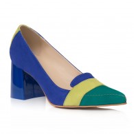 Pantofi Dama Piele Intoarsa Verde/Albastru Odelle C67 - Orice Culoare