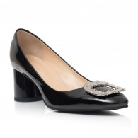Pantofi Dama Piele Lacuita Negru Brosa C65 - Orice Culoare