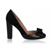 Pantofi dama piele Retro N1 Negru Funda- orice culoare