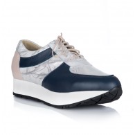 Pantofi Dama Sport Piele Bleumarin/Argintiu V24 - orice culoare