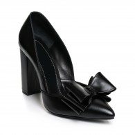Pantofi Piele Negru cu Fundita Tripla L23 - orice culoare