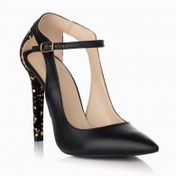 Pantofi Stiletto Piele Negru/Aplicatii Auriu S15 - orice culoare