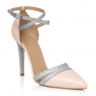 Pantofi Stiletto Nude/Argintiu  Elegance L8- orice culoare