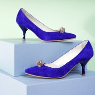Pantofi Stiletto Piele Intoarsa albastru Electric Brosa C82- Orice Culoare