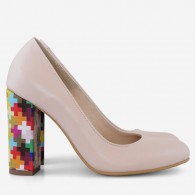 Pantofi Dama Piele Crem/Multicolor Fabiola D12 - Orice Culoare
