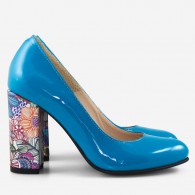 Pantofi Dama Piele Turqoise/Floral Fabiola D12 - orice culoare