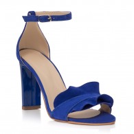 Sandale Piele Albastru Anais Toc Gros C16  - orice culoare