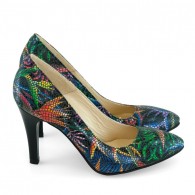 Pantofi Dama Stiletto Piele Color Tropical D17