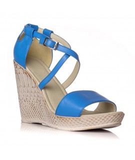 Sandale cu platforma piele albastru Lorena - orice culoare