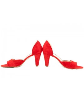 Pantofi dama piele naturala decupat rosu  - disponibili pe orice culoare