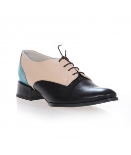 Pantofi Oxford Combi piele naturala, disponibili pe orice culoare - bleu/bej/negru