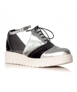 Pantofi piele Argintiu Oxford Decupat V21 - orice culoare