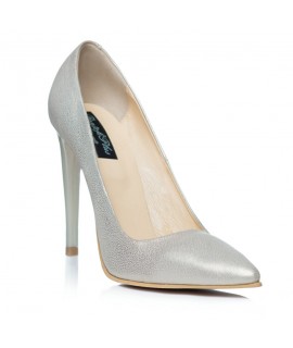 Pantofi Stiletto Piele Argintiu C1  - orice culoare