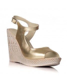 Sandale cu platforma piele auriu Hannah - orice culoare